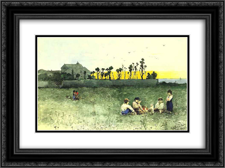 The Setting Sun 24x18 Black Ornate Wood Framed Art Print Poster with Double Matting by Kotarbinski, Wilhelm
