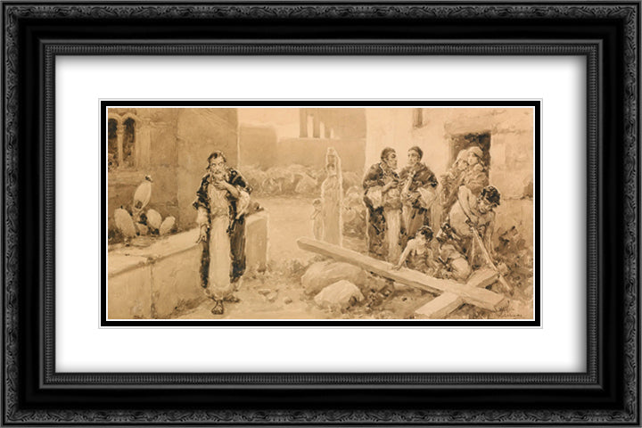 The Young Carpenter 24x16 Black Ornate Wood Framed Art Print Poster with Double Matting by Kotarbinski, Wilhelm