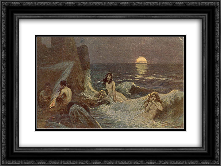 Wave 24x18 Black Ornate Wood Framed Art Print Poster with Double Matting by Kotarbinski, Wilhelm