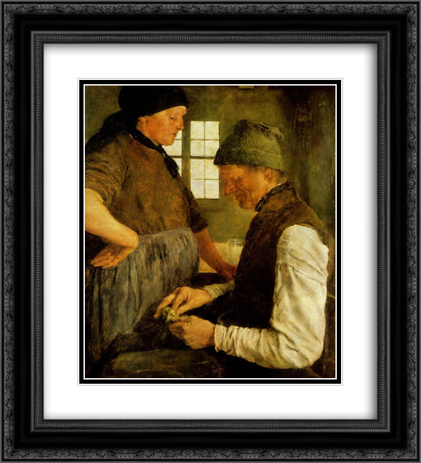 Der Spargroschen 20x22 Black Ornate Wood Framed Art Print Poster with Double Matting by Leibl, Wilhelm