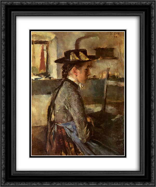 In Erwartung 20x24 Black Ornate Wood Framed Art Print Poster with Double Matting by Leibl, Wilhelm