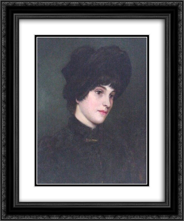 Portrait of a young girl 20x24 Black Ornate Wood Framed Art Print Poster with Double Matting by Leibl, Wilhelm