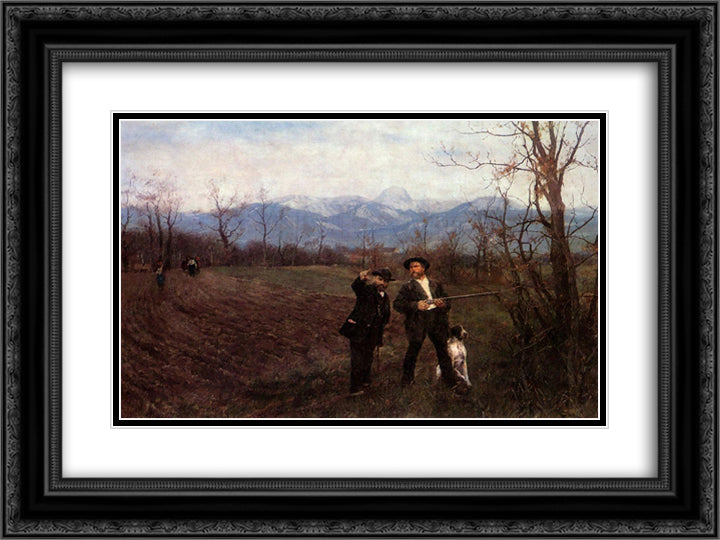 Wilhelm Leibl and Sperl on the hunt 24x18 Black Ornate Wood Framed Art Print Poster with Double Matting by Leibl, Wilhelm