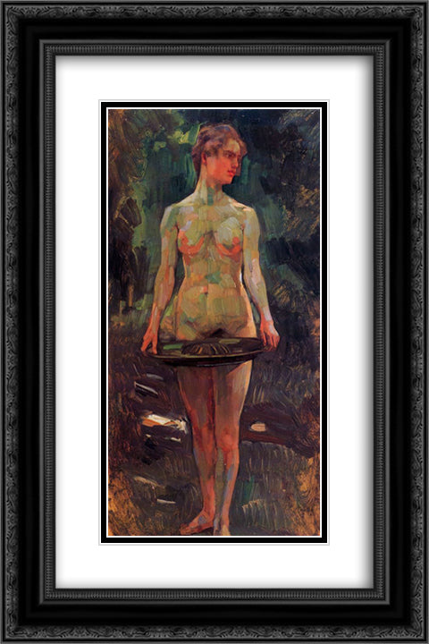 Pomona 16x24 Black Ornate Wood Framed Art Print Poster with Double Matting by Trubner, Wilhelm
