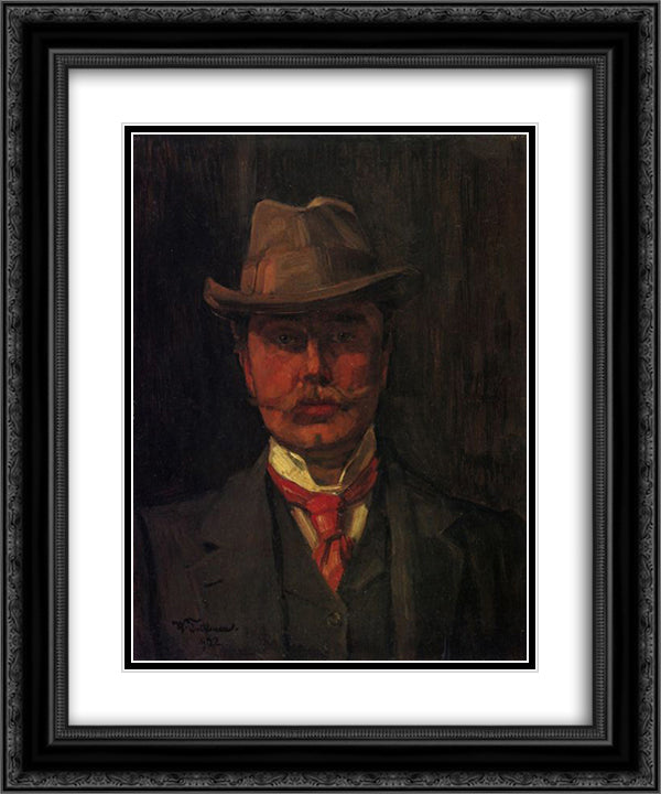 Self-Portrait 20x24 Black Ornate Wood Framed Art Print Poster with Double Matting by Trubner, Wilhelm