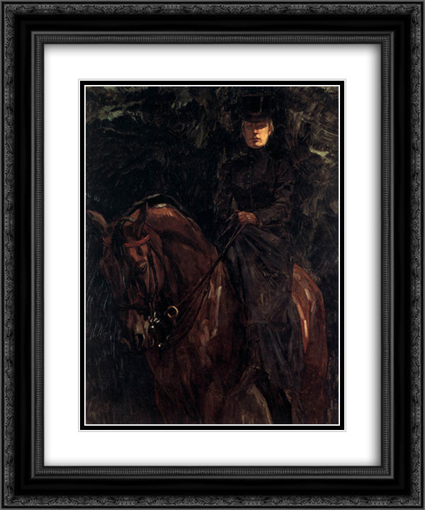 The Equestrienne - Ida Gorz 20x24 Black Ornate Wood Framed Art Print Poster with Double Matting by Trubner, Wilhelm