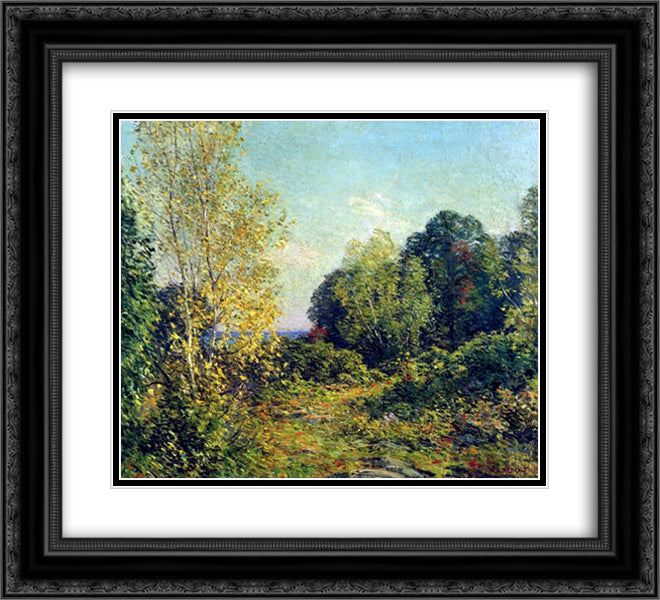 Approaching Autumn 22x20 Black Ornate Wood Framed Art Print Poster with Double Matting by Metcalf, Willard