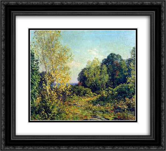 Approaching Autumn 22x20 Black Ornate Wood Framed Art Print Poster with Double Matting by Metcalf, Willard