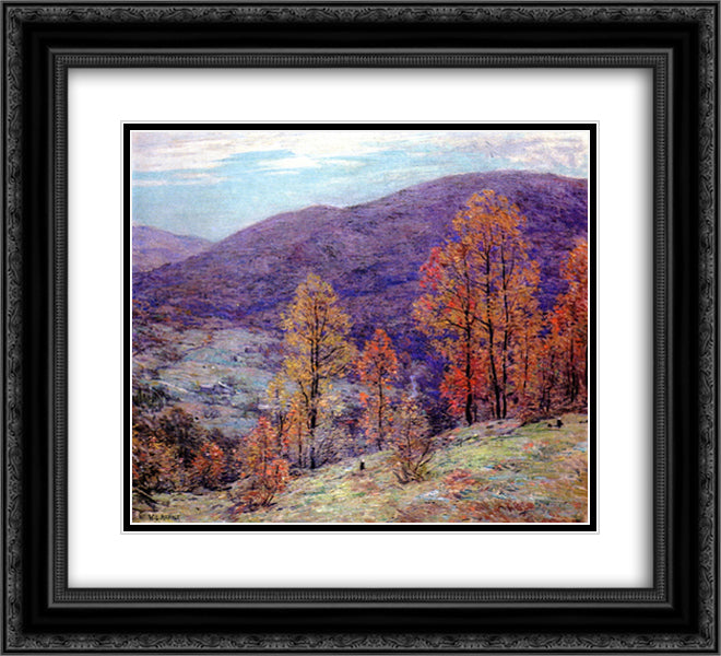 Autumn Glory 22x20 Black Ornate Wood Framed Art Print Poster with Double Matting by Metcalf, Willard