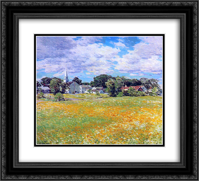 Buttercup Time 22x20 Black Ornate Wood Framed Art Print Poster with Double Matting by Metcalf, Willard