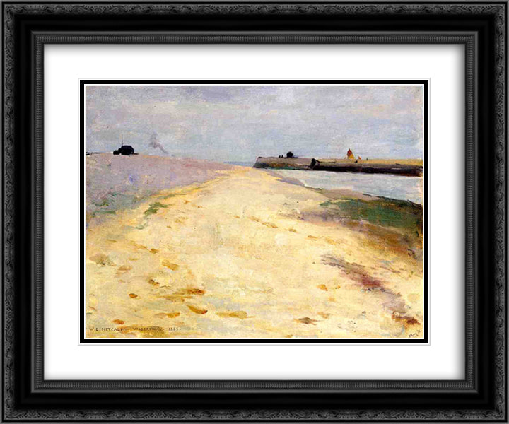 By the Shore, Walberswick 24x20 Black Ornate Wood Framed Art Print Poster with Double Matting by Metcalf, Willard