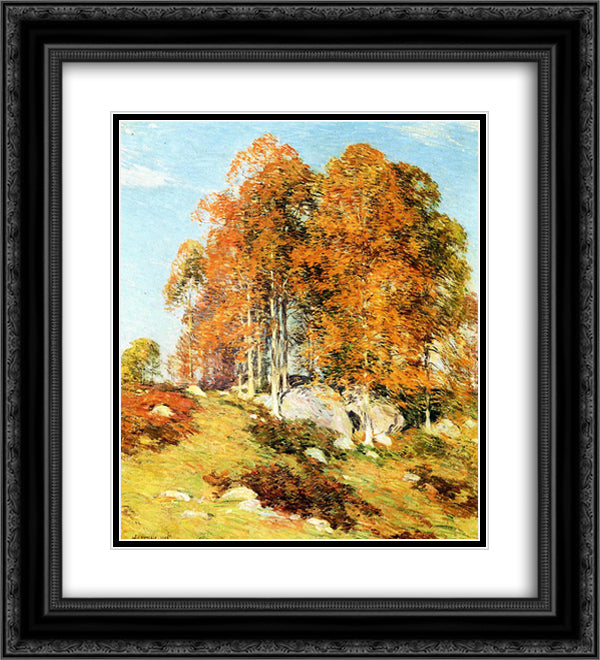 Early October 20x22 Black Ornate Wood Framed Art Print Poster with Double Matting by Metcalf, Willard