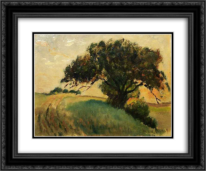 French Landscape 24x20 Black Ornate Wood Framed Art Print Poster with Double Matting by Metcalf, Willard