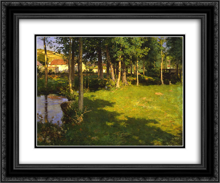 Giverny 24x20 Black Ornate Wood Framed Art Print Poster with Double Matting by Metcalf, Willard