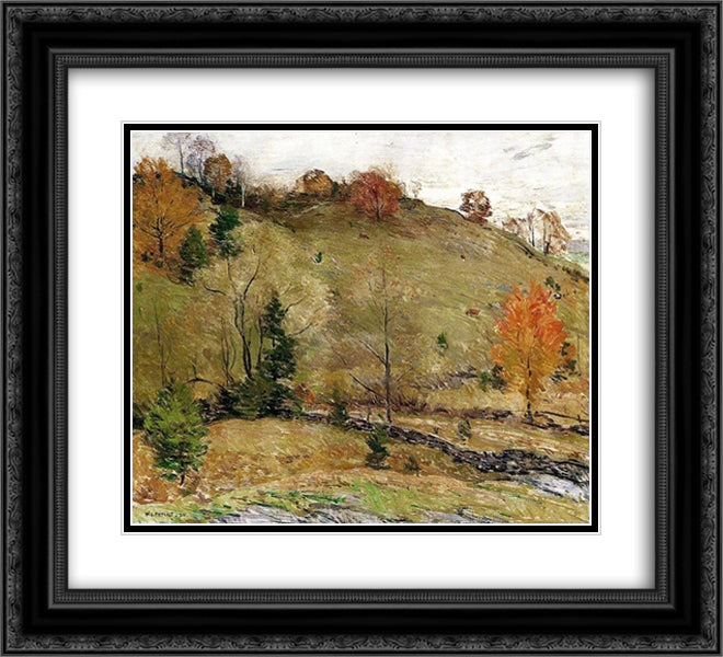 Hillside Pasture 22x20 Black Ornate Wood Framed Art Print Poster with Double Matting by Metcalf, Willard