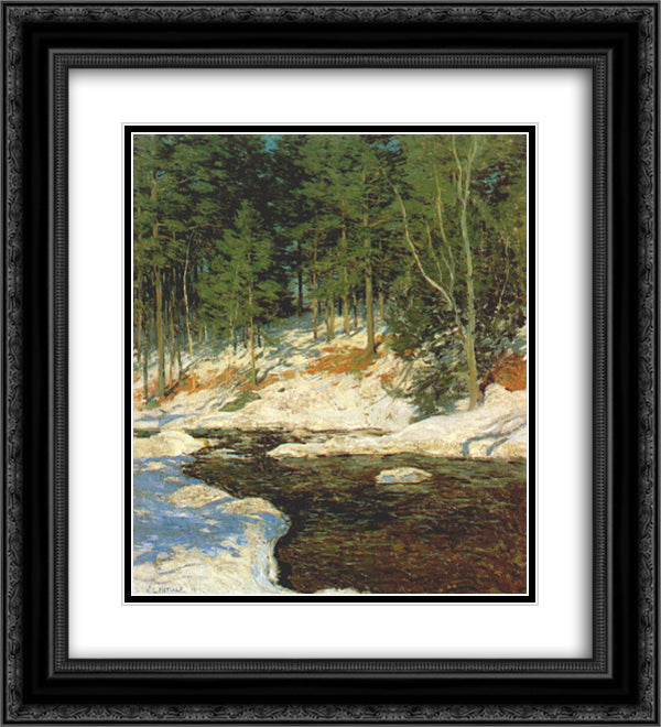 Icebound 20x22 Black Ornate Wood Framed Art Print Poster with Double Matting by Metcalf, Willard