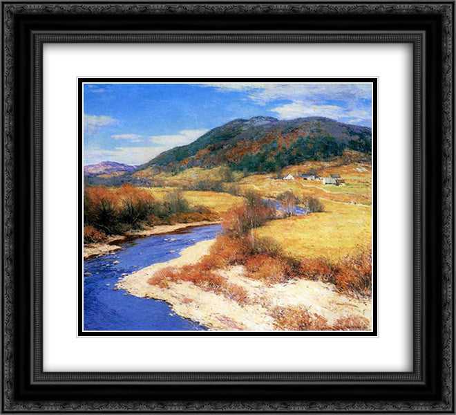 Indian Summer, Vermont 22x20 Black Ornate Wood Framed Art Print Poster with Double Matting by Metcalf, Willard