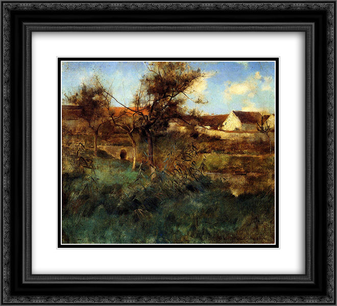 Landscape 22x20 Black Ornate Wood Framed Art Print Poster with Double Matting by Metcalf, Willard