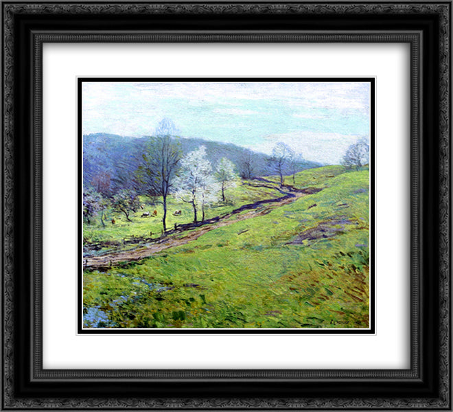 May Afternoon 22x20 Black Ornate Wood Framed Art Print Poster with Double Matting by Metcalf, Willard