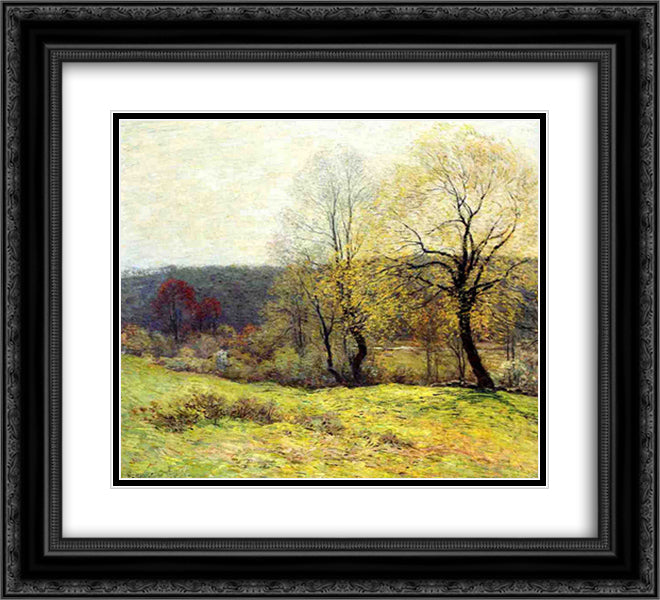 May Pastoral 22x20 Black Ornate Wood Framed Art Print Poster with Double Matting by Metcalf, Willard