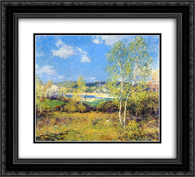 Maytime 22x20 Black Ornate Wood Framed Art Print Poster with Double Matting by Metcalf, Willard