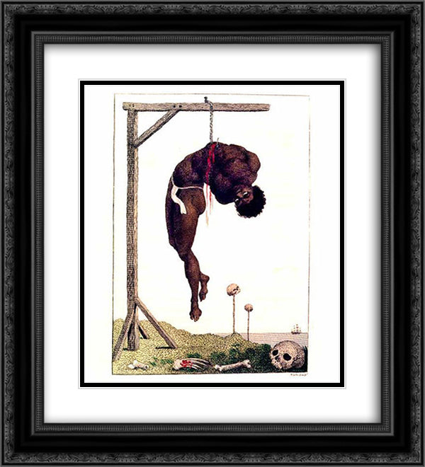 A Negro Hung Alive by the Ribs to a Gallows 20x22 Black Ornate Wood Framed Art Print Poster with Double Matting by Blake, William