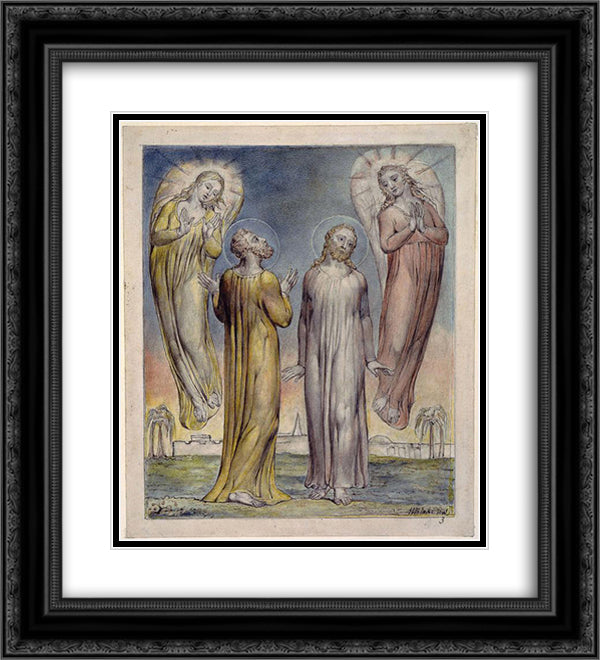 Andrew, Simon Peter Searching for Christ 20x22 Black Ornate Wood Framed Art Print Poster with Double Matting by Blake, William