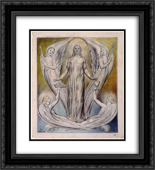 Angels Ministering to Christ 20x22 Black Ornate Wood Framed Art Print Poster with Double Matting by Blake, William