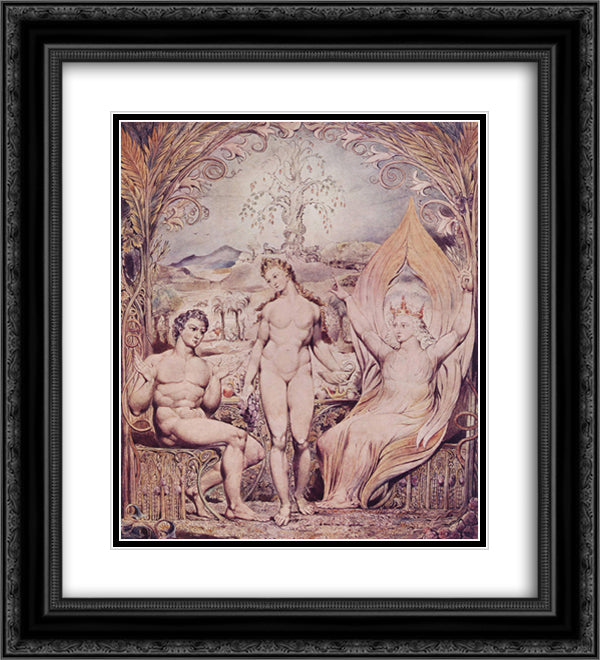 Archangel Raphael with Adam and Eve 20x22 Black Ornate Wood Framed Art Print Poster with Double Matting by Blake, William