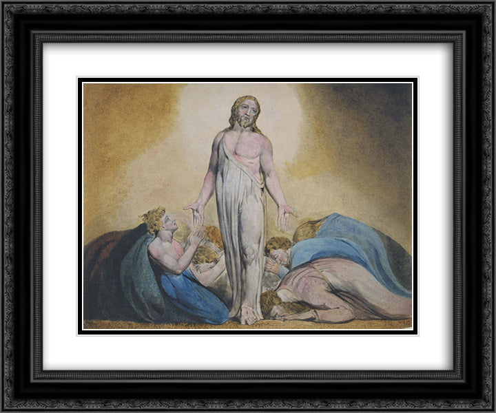 Christ Appearing to His Disciples After the Resurrection 24x20 Black Ornate Wood Framed Art Print Poster with Double Matting by Blake, William