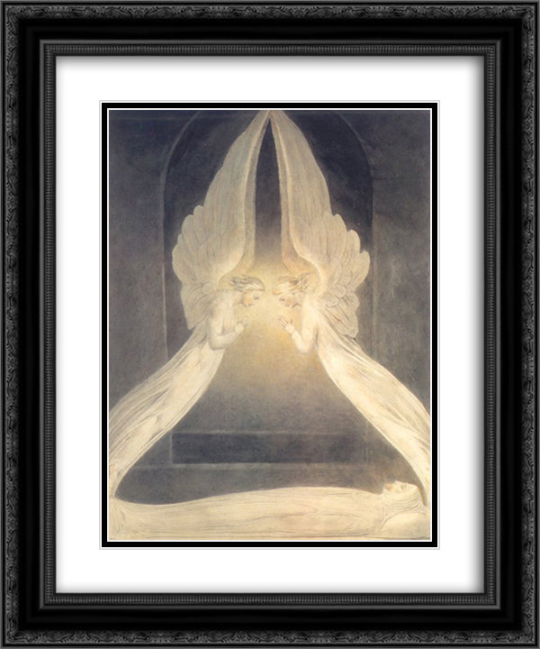 Christ in the Sepulchre 20x24 Black Ornate Wood Framed Art Print Poster with Double Matting by Blake, William