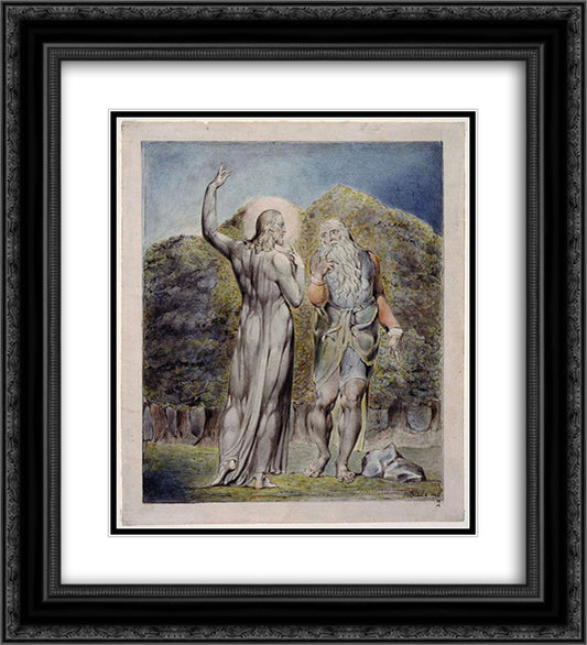 Christ Tempted by Satan to Turn the Stones to Bread 20x22 Black Ornate Wood Framed Art Print Poster with Double Matting by Blake, William