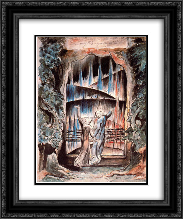 Dante and Virgil at the Gates of Hell 20x24 Black Ornate Wood Framed Art Print Poster with Double Matting by Blake, William