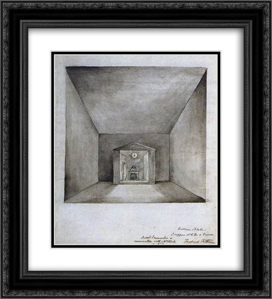 Elisha In The Chamber On The Wall 20x22 Black Ornate Wood Framed Art Print Poster with Double Matting by Blake, William