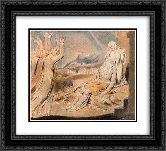 Illustration to Book of Job 22x20 Black Ornate Wood Framed Art Print Poster with Double Matting by Blake, William