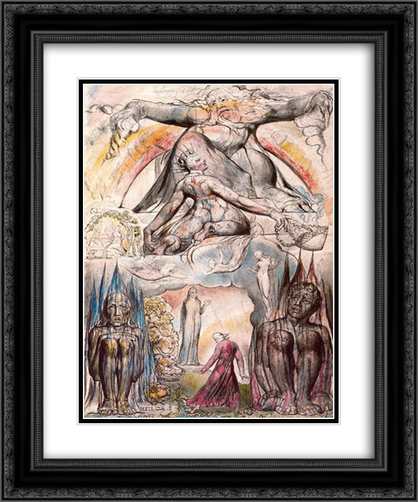 Illustration to Dante's Divine Comedy, Hell 20x24 Black Ornate Wood Framed Art Print Poster with Double Matting by Blake, William