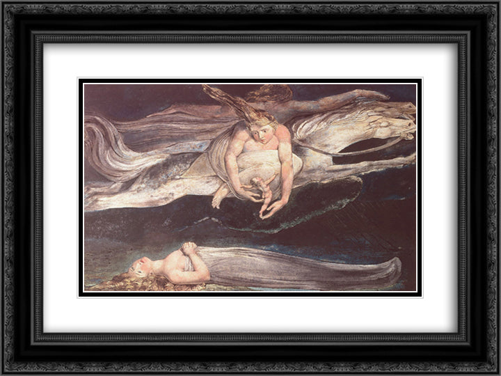 Illustration to Dante's Divine Comedy 24x18 Black Ornate Wood Framed Art Print Poster with Double Matting by Blake, William