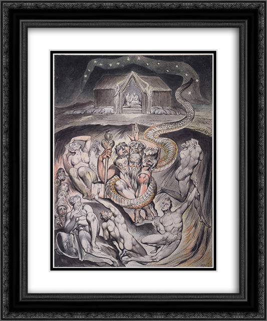 Illustration to Milton`s On the Morning of Christ`s Nativity 20x24 Black Ornate Wood Framed Art Print Poster with Double Matting by Blake, William