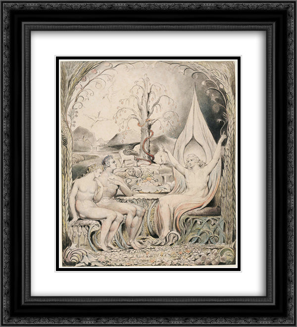 Illustration to Milton`s Paradise Lost 20x22 Black Ornate Wood Framed Art Print Poster with Double Matting by Blake, William