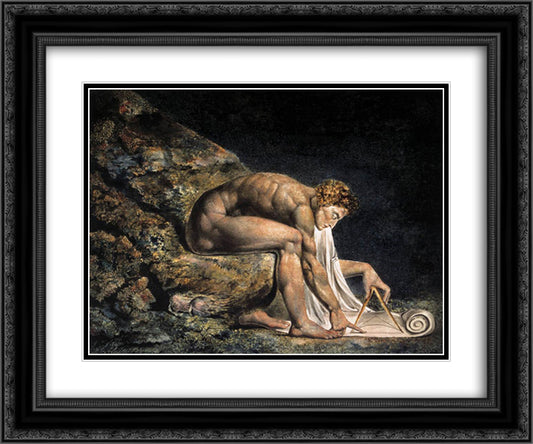 Isaac Newton 24x20 Black Ornate Wood Framed Art Print Poster with Double Matting by Blake, William