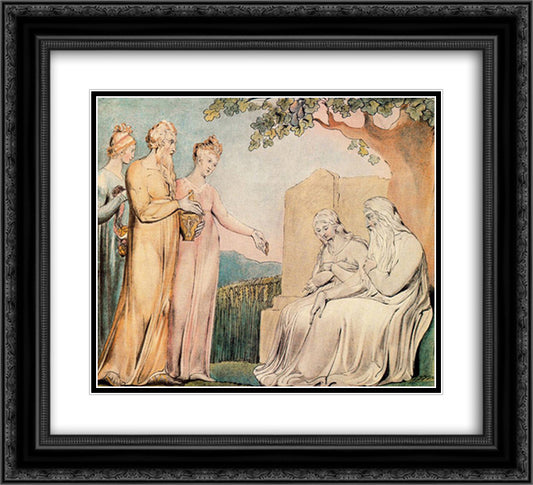 Job accepting Charity 22x20 Black Ornate Wood Framed Art Print Poster with Double Matting by Blake, William