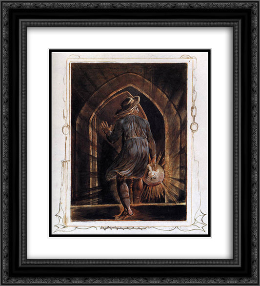 Los Entering the Grave 20x22 Black Ornate Wood Framed Art Print Poster with Double Matting by Blake, William