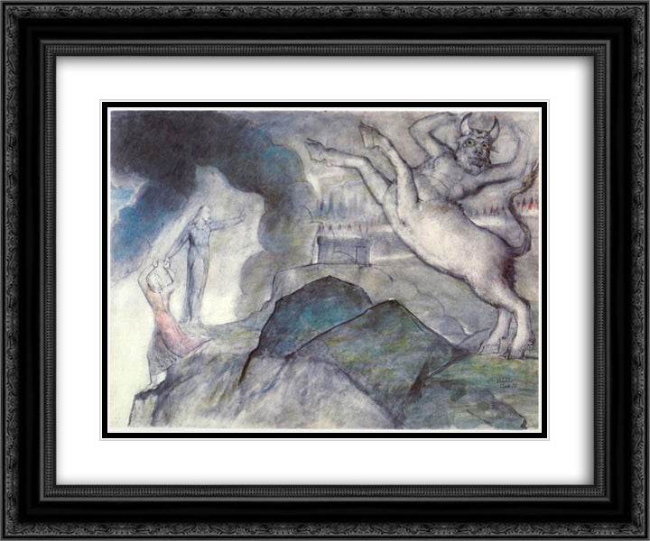 Minotaur 24x20 Black Ornate Wood Framed Art Print Poster with Double Matting by Blake, William