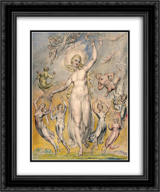 Mirth 20x24 Black Ornate Wood Framed Art Print Poster with Double Matting by Blake, William