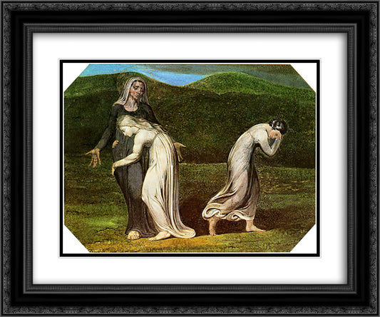 Naomi entreating Ruth and Orpah to return to the land of Moab 24x20 Black Ornate Wood Framed Art Print Poster with Double Matting by Blake, William