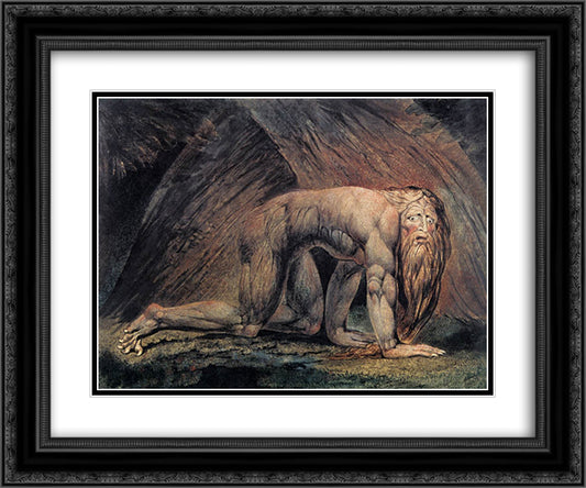 Nebuchadnezzar 24x20 Black Ornate Wood Framed Art Print Poster with Double Matting by Blake, William