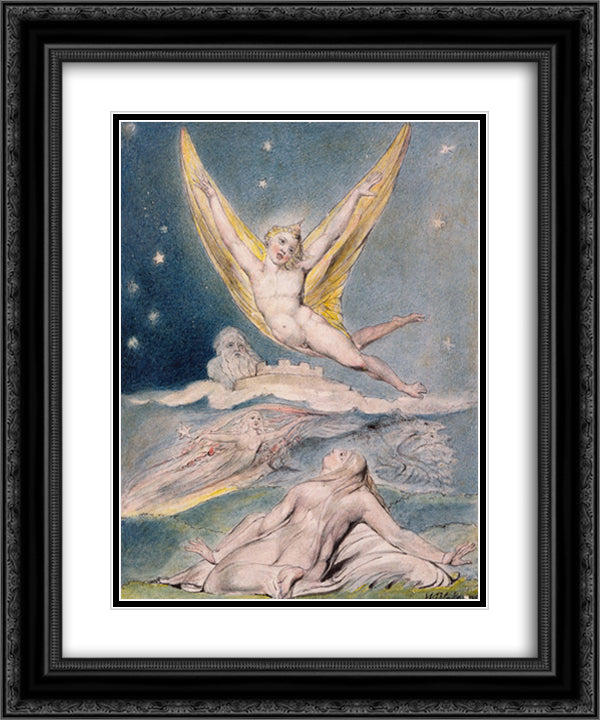 Night Startled by the Lark 20x24 Black Ornate Wood Framed Art Print Poster with Double Matting by Blake, William