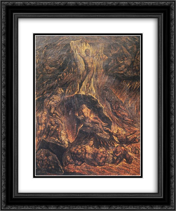 Satan Calling Up his Legions 20x24 Black Ornate Wood Framed Art Print Poster with Double Matting by Blake, William