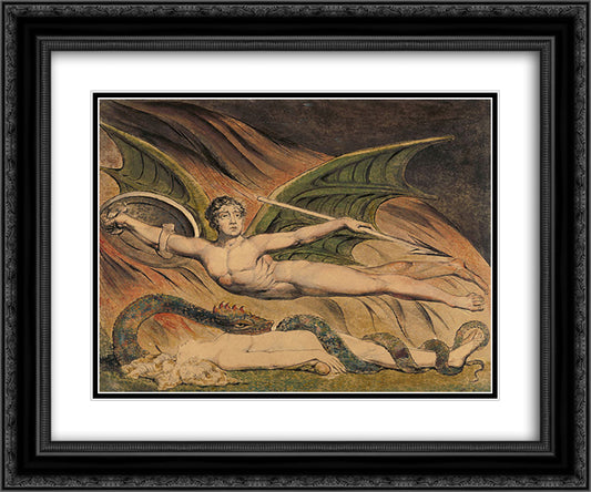 Satan Exulting over Eve 24x20 Black Ornate Wood Framed Art Print Poster with Double Matting by Blake, William