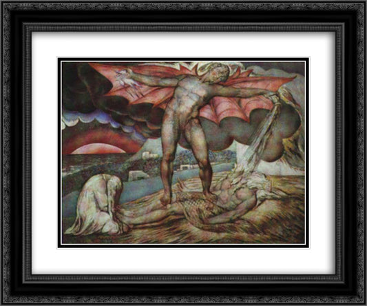 Satan smiting Job with boils 24x20 Black Ornate Wood Framed Art Print Poster with Double Matting by Blake, William